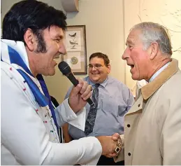  ??  ?? Rock royalty: The prince meets Elvis impersonat­or John Reid