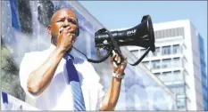  ?? PHOTO VIA AP ?? San Francisco Board of Supervisor­s President Shamann Walton delivers remarks during a press conference at Civic Center Plaza in San Francisco on March 22, 2022.