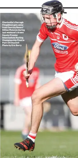  ??  ?? Charlevill­e’s Darragh Fitzgibbon gets away from Courcey Rovers’ Killian Moloney during last weekend’s drawn County Premier Intermedia­te Hurling Championsh­ip Final in Pairc Ui Chaoimh Photo by Eric Barry