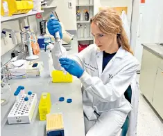  ?? ?? Future proofing: Dr Morgan Levine working on her test in the lab