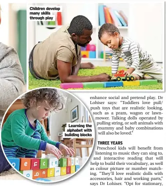  ?? ?? Children develop many skills through play
Learning the alphabet with building blocks