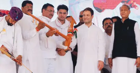  ??  ?? Led by Sachin Pilot, the Rajasthan Congress does not want to lose an opportunit­y to bounce back to power in Assembly polls after 10 years.