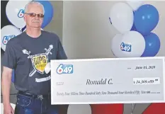  ?? — B.C. LOTTERY CORP. ?? Aldergrove’s Ronald Cumiskey won $24 million after matching all six numbers in the May 27 Lotto 6/49 draw.