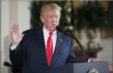  ?? AP PHOTO/ALEX BRANDON ?? In this July 31, 2017 file photo, President Donald Trump speaks in the East Room of the White House in Washington. President Donald Trump plans to spend some time in New York while he takes a break from Washington.