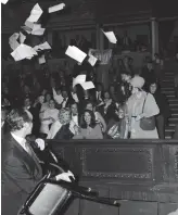  ??  ?? Left: The 1970 protest at the Albert Hall. Right: Eric and Julia Morley