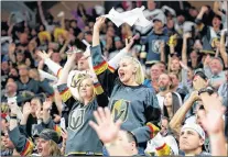  ?? AP PHOTO ?? Fans cheer during Game 2 of the Stanley Cup Finals between the Vegas Golden Knights and the Washington Capitals in Las Vegas on Wednesday.