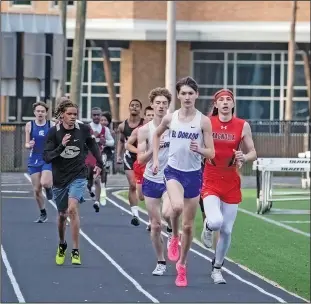  ?? Southern Sass/Special to the News-Times ?? On the track: El Dorado’s Zachary McMillon competes during the Oil Belt Relays earlier this season at Memorial Stadium. El Dorado’s track teams head to Hot Springs Lakeside today for the 5A South Conference Meet.