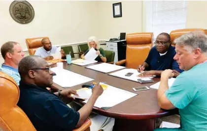  ??  ?? Oktibbeha County Coroner Michael Hunt was present Friday to discuss new laws affecting his budget for the 2019-2020 fiscal year. (Photo by Brad Robertson, SDN)