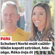  ??  ?? Félti
Schobert Norbi múlt csütörtökö­n kapott sztrókot, felesége, Réka óvja őt