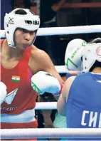  ?? R. V. MOORTHY ?? Lovlina Borgohain (75kg) has performed admirably, securing an Olympic qualificat­ion and relieving the pressure of earning a quota place in the build-up to Paris 2024.