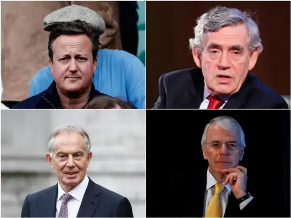  ?? (PA/AFP/Reuters) ?? Clockwise from top left: Cameron, Brown, Major and Blair