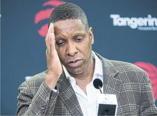  ?? BERNARD WEIL/TORONTO STAR ?? Raptors president Masai Ujiri doesn’t have to sell the Kawhi Leonard trade to Toronto as much as he has to sell Toronto to Kawhi Leonard in the coming months.