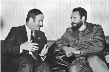  ??  ?? This file photo taken on Sept 9, 1973 shows then Syrian President Hafez AlAssad (left) speaking with Castro during a meeting in Damascus.