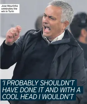 ??  ?? Jose Mourinho celebrates the win in Turin