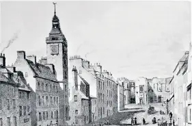  ??  ?? History A 19th century engraving showing the Tolbooth in Broad Street where Allan Mair was hanged - the last man publicly hanged in Stirling in October 1843