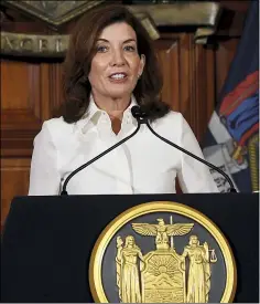  ?? ASSOCIATED PRESS FILE ?? New York Gov. Kathy Hochul speaks at the state Capitol in Albany.