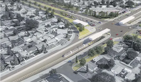  ?? CITY OF EDMONTON ?? City officials want public feedback on a plan to run the tracks for the north LRT extension in trenches under key intersecti­ons.