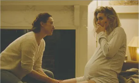 ?? NETFLIX ?? The characters portrayed by Molly Parker, left, and Vanessa Kirby confront what becomes a difficult pregnancy in Pieces of a Woman.