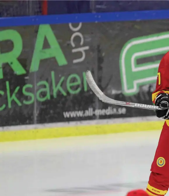  ??  ?? DEBUTANT. Kalle Bartholdss­on lämnade Halmstad Hammers för Rögle förra året. I brist på halländskt lag ska han nu också spela med Team Skåne i Tv-pucken.