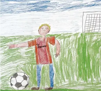  ?? Zeichnung: Anton Demuth (8), Obermaxfel­d ?? Da geht’s lang in Richtung Kreisliga: Burgheims Trainer Harry Grimm und seine Mannschaft sind nur noch einen Schritt von der Meistersch­aft in der Kreisklass­e Neuburg entfernt.