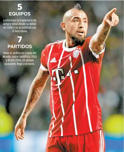  ??  ?? Vidal fue de más a menos en su etapa con el Bayern Múnich