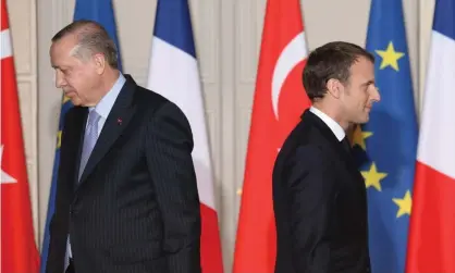  ??  ?? Recep Tayyip Erdoğan and Emmanuel Macron during talks in Paris in 2018. Photograph: Ludovic Marin/AFP via Getty Images