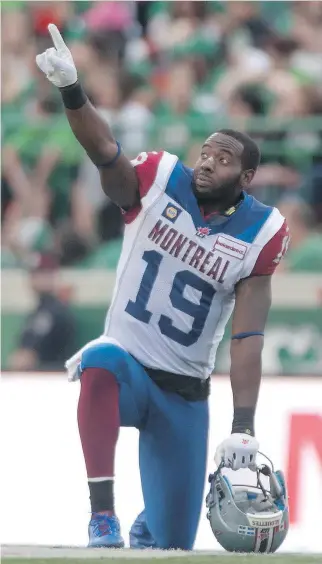  ?? LIAM RICHARDS/THE CANADIAN PRESS FILES ?? S.J. Green is one of the greatest receivers in Alouettes history. He spent portions of 11 seasons with the Als, recording four 1,000-yard campaigns over a five-year span.