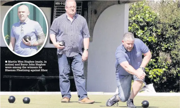  ??  ?? ● Martin Wyn Hughes (main, in action) and Barry John Hughes were among the winners for Blaenau Ffestiniog against Rhos