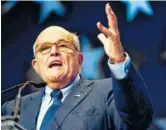  ?? AP PHOTO BY ANDREW HARNIK, FILE ?? Rudy Giuliani, an attorney for President Donald Trump, recently spoke at the Iran Freedom Convention for Human Rights and democracy in Washington.
