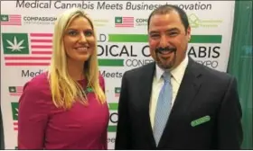  ?? ERIC DEVLIN — DIGITAL FIRST MEDIA ?? Melonie Kotchey, chief operating officer and co-founder of Compassion­ate Certificat­ion Centers, along with Dr. Bryan Doner, CEO and medical director, hosted the first-ever World Medical Cannabis Conference and Expo in Pittsburgh on Friday and Saturday.