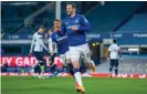  ??  ?? Gylfi Sigurdsson shows his delight after putting Everton ahead. Photograph: Emma Simpson/Everton FC/Getty Images