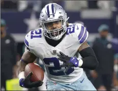  ?? (AP/Ron Jenkins) ?? Ezekiel Elliott and the Dallas Cowboys are coming off their best back-to-back weeks in the run game since 2019, with Elliott gaining a season-high 95 yards with two touchdowns in Monday’s victory over Philadelph­ia.