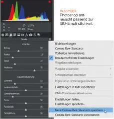  ??  ?? Automatik: Photoshop entrauscht passend zur ISO-Empfindlic­hkeit.