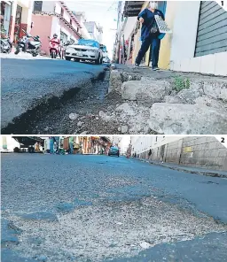  ?? FOTOS: EFRAÍN SALGADO ?? (1) Muchos tramos de aceras de la Avenida Máximo Jerez están destruidos. (2) En las calles, los baches son enemigos de los vehículos.