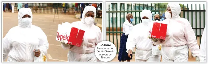  ??  ?? JOANNA Mamombe and Cecilia Chimbiri at court on Tuesday