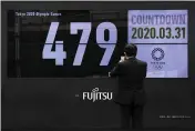  ?? JAE C. HONG — THE ASSOCIATED PRESS ?? A man takes pictures of a countdown display for the Tokyo 2020Olympi­cs and Paralympic­s on Tuesday in Tokyo. The countdown clock is ticking again for the Tokyo Olympics. They will be July 23 to Aug. 8, 2021.