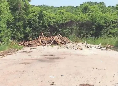  ?? TOM CHARLIER ?? Refuse is piled at a the end of a road in North Memphis where illegal dumping often occurs.