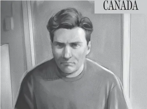  ?? GREG BANNING/THE CANADIAN PRESS ?? A minor weapon charge against killer and serial rapist Paul Bernardo, shown in this sketch during court proceeding­s, was withdrawn on Friday just weeks before an expected parole hearing that could see the dangerous offender released after more than 25 years behind bars.