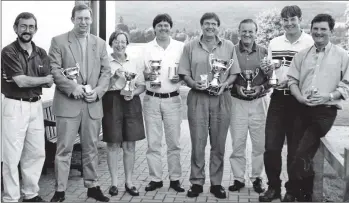  ??  ?? Winners of the new Arran Aerospace Golf Tournament, Doug McVitie of Arran Aerospace, Tom Cotton, Janice Gemmell, Stevie Bunyan, Bert McGunnigle, Russell Duncan, Blair McGunnigle and Bobby McCrae.