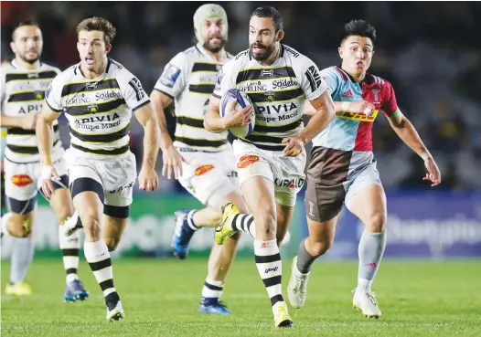  ?? PICTURES: Getty Images ?? Flying Frenchman: Geoffrey Doumayrou runs in to score for La Rochelle