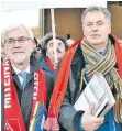  ?? FOTO: REMS-ZEITUNG ?? Landrat Klaus Pavel (links) und Oberbürger­meister Richard Arnold wollen sich mit dem Arbeitspla­tzabbau bei Bosch in Schwäbisch Gmünd nicht zufrieden geben