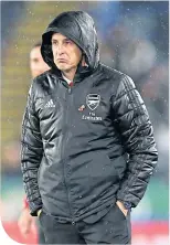  ??  ?? Yesterday was thoroughly miserable for Arsenal’s under-fire boss, Unai Emery