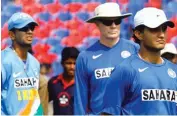  ??  ?? A file photo of Rahul Dravid (left), Greg Chappell (centre) and Sourav Ganguly.