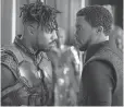  ?? MARVEL ?? Michael B. Jordan and Chadwick Boseman face off in Black Panther.