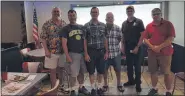  ?? COURTESY OF CORY YOST ?? From left, Guy Landis, Alan Adam, Bill Schaeffer, Lee Filbert, Kevin Kulp and Cory Yost meet for a reunion on June 20 in Berks County. They worked on the coal dock handing all the coal that came into the plant.