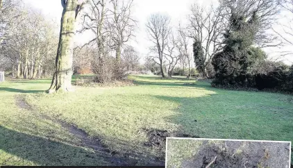  ??  ?? Large holes that have appeared in Lillia Park in Benwell