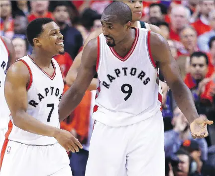  ?? VAUGHN RIDLEY/GETTY IMAGES FILES ?? Kyle Lowry, left, and Serge Ibaka, right, have both re-signed with the Toronto Raptors.