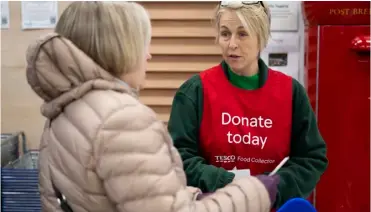  ?? ?? SUPPORT: Donations of food will be collected in Tesco stores over three days form the end of the month in a bid to help foodbanks support people across winter