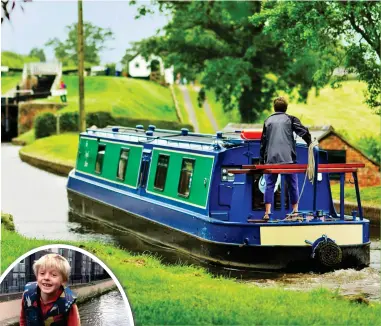  ??  ?? At the helm: Steering a canal boat. Inset: William, six