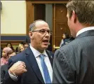  ?? AP ?? Fred Guttenberg (left), whose daughter was killed in the Parkland, Florida, school shooting in 2018, interrupte­d President Trump’s speech.